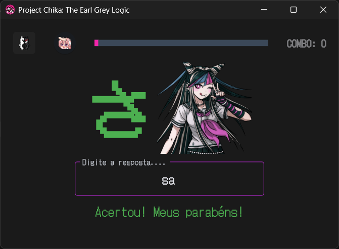 Tela de acerto do programa mostrando o feedback visual com a personagem ibuki mioda
