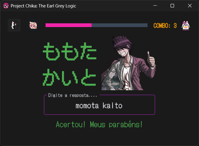 Tela de acerto alternativa mostrando a alternancia do feedback visual dependendo da resposta correta com Kaito Momota de modelo